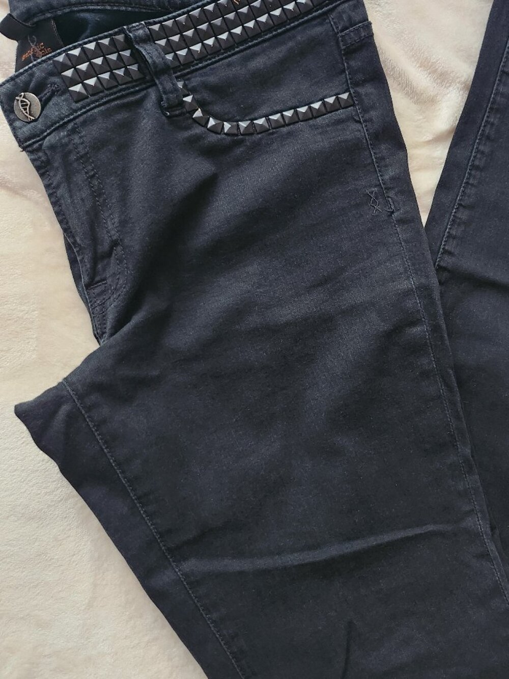 Genetic Denim The Shane Studded Skinny Jeans Black Sz 30